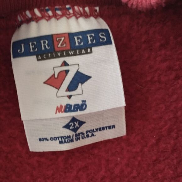 Vintage 90s Jerzees Blank Sweatshirt Pullover 2X Red 2XL USA Mens Womens Fleece. - Picture 12 of 15